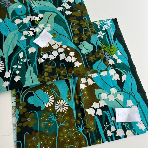Vintage turquoise fabric design Louise Carling Sweden. Rare 70s retro fabric - Picture 4 of 7